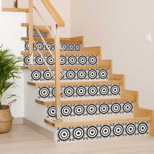 Circle pattern Black and White Tile Stickers for home decoration Model - BKW4-3