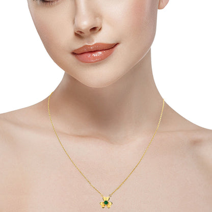 18K Gold Over Brass Natural Gemstones Round Shape Necklace BN-1035 TGN1006-1