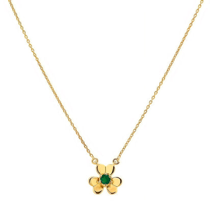 18K Gold Over Brass Natural Gemstones Round Shape Necklace BN-1035 TGN1006-6