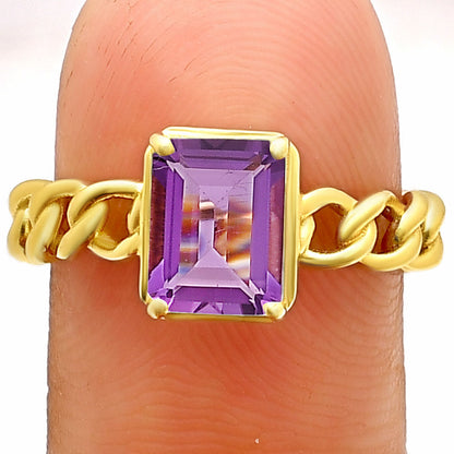 18K Gold Over Brass Natural Gemstones Octagon Shape Ring Size (5-8) TGR1015 RM-1749-2