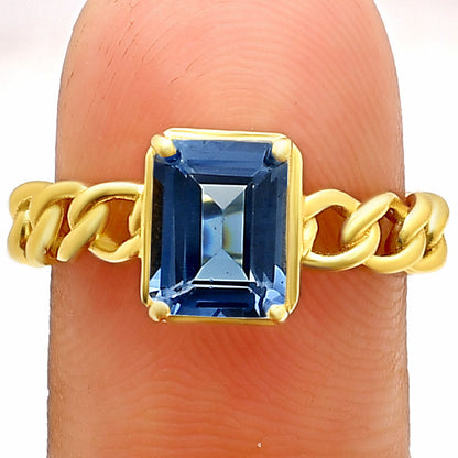 18K Gold Over Brass Natural Gemstones Octagon Shape Ring Size (5-8) TGR1015 RM-1749-9