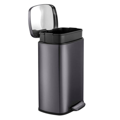 13 Gallon Black Stainless Steel Kitchen Trash Can with Step Open Lid-1