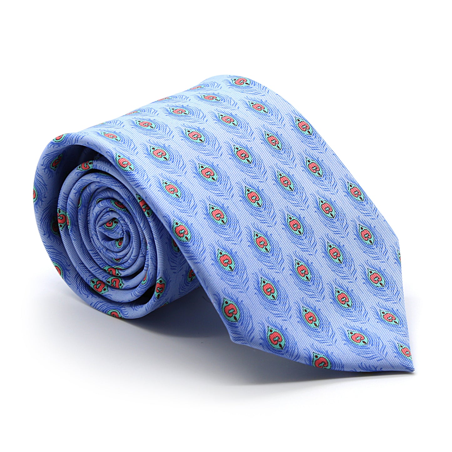 Feather Blue Necktie with Handkerchief Set-0