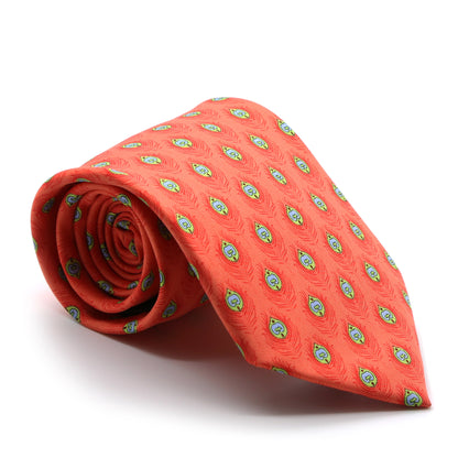 Feather Orange Necktie with Handkerchief Set-0