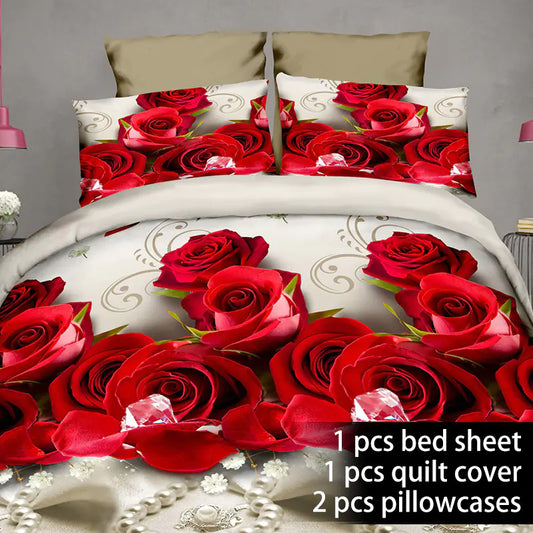 2017 New 3D Bedding Set for Weddings (4 Pieces)