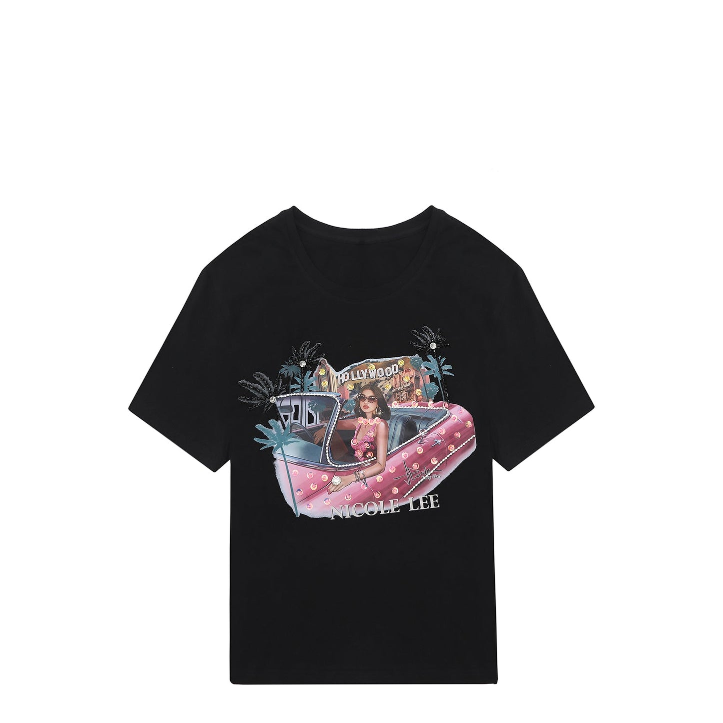 CAMISETA DE MODA NICOLE LEE CON BRILLOS (HOLLYWOOD DRIVE)-5