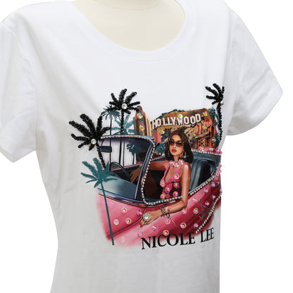 CAMISETA DE MODA NICOLE LEE CON BRILLOS (HOLLYWOOD DRIVE)-3