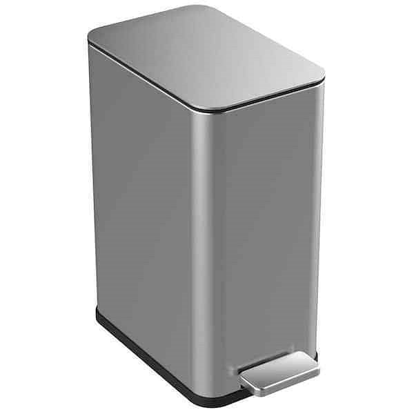 2.6 Gallon Slim Rectangular Stainless Steel Kitchen Bathroom Step Trash Can-1