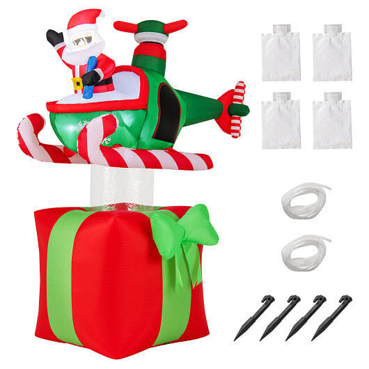 6 Feet Christmas Inflatables Blowup Santa Flying Airplane with with 3 LED Lights and Built-In Blower-4