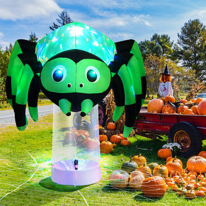 6 Feet Halloween Inflatable Spider with 3 Color Rotating Light-1