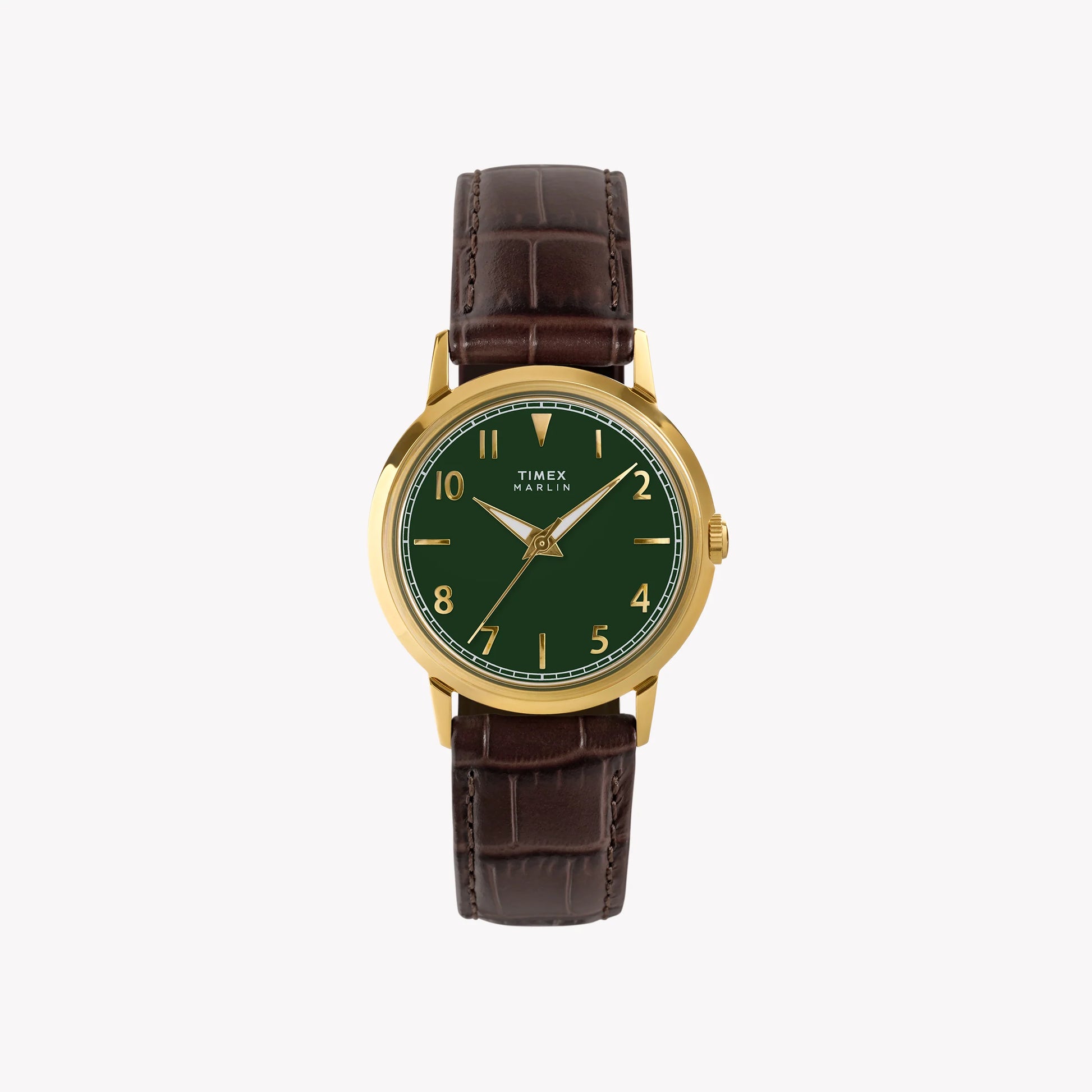 Marlin 34mm Gold Tone Case Brown Strap Green Dial Watch | TW2Y37800-0