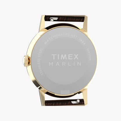 Marlin 34mm Gold Tone Case Brown Strap Green Dial Watch | TW2Y37800-3