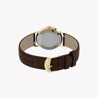 Marlin 34mm Gold Tone Case Brown Strap Green Dial Watch | TW2Y37800-4