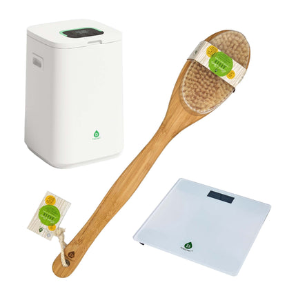 Bathroom Essential Set: Luxury Towel Warmer Bucket, Digital Scale, and Bamboo Bath Body Brush-0