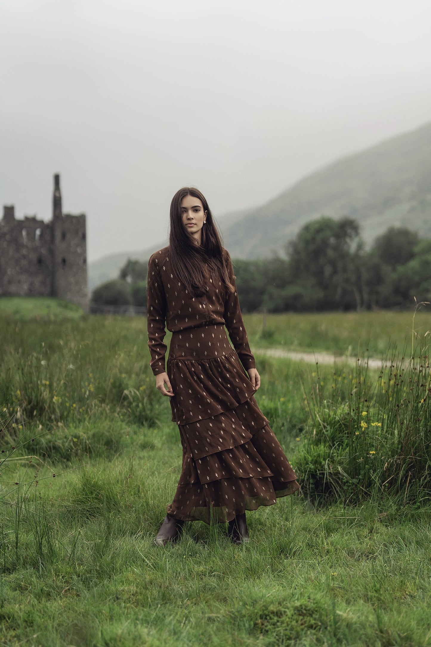 Chiffon Layered Skirt-Gold Brushed-0