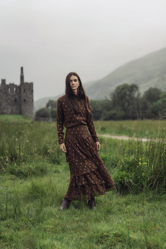 Chiffon Layered Skirt-Gold Brushed-0