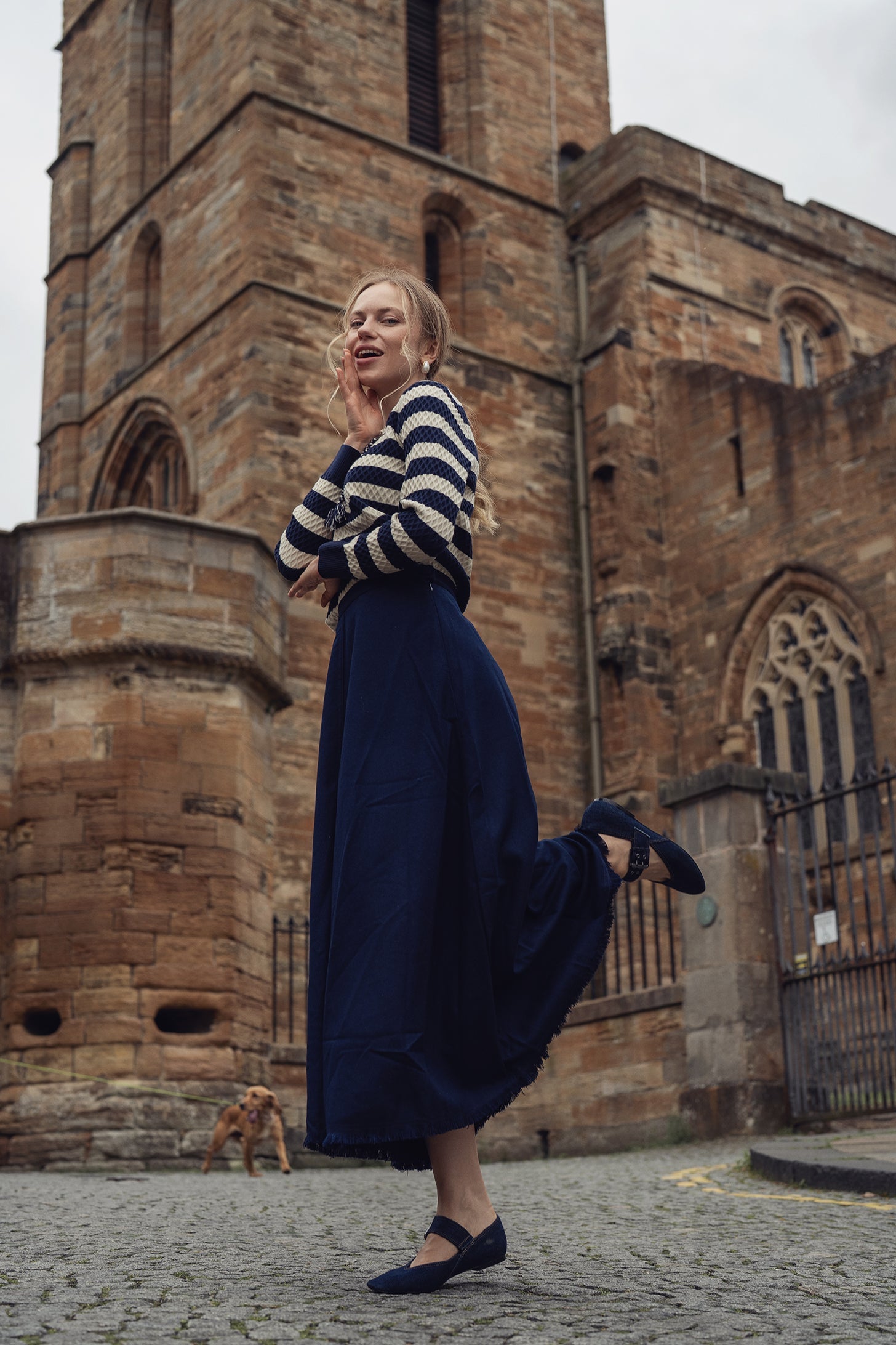 Fringe Circle Skirt-Navy-0