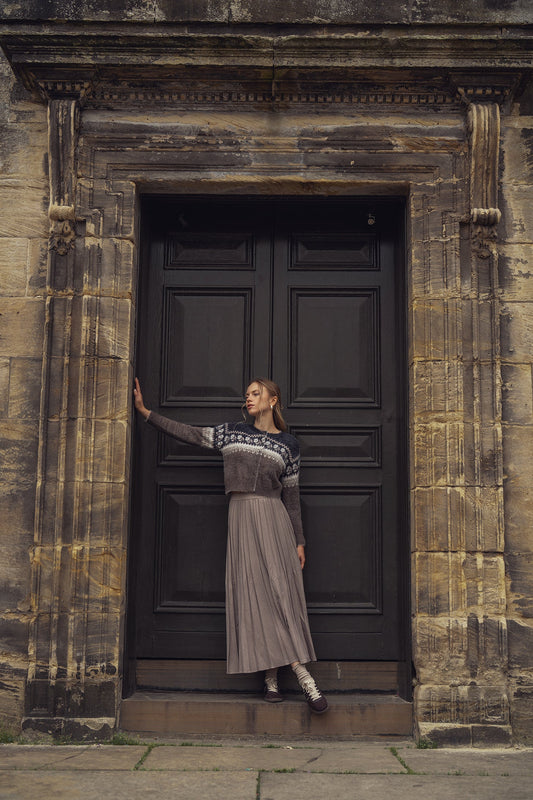 Marni Pleated Skirt 37"-Mocha Mousse-0
