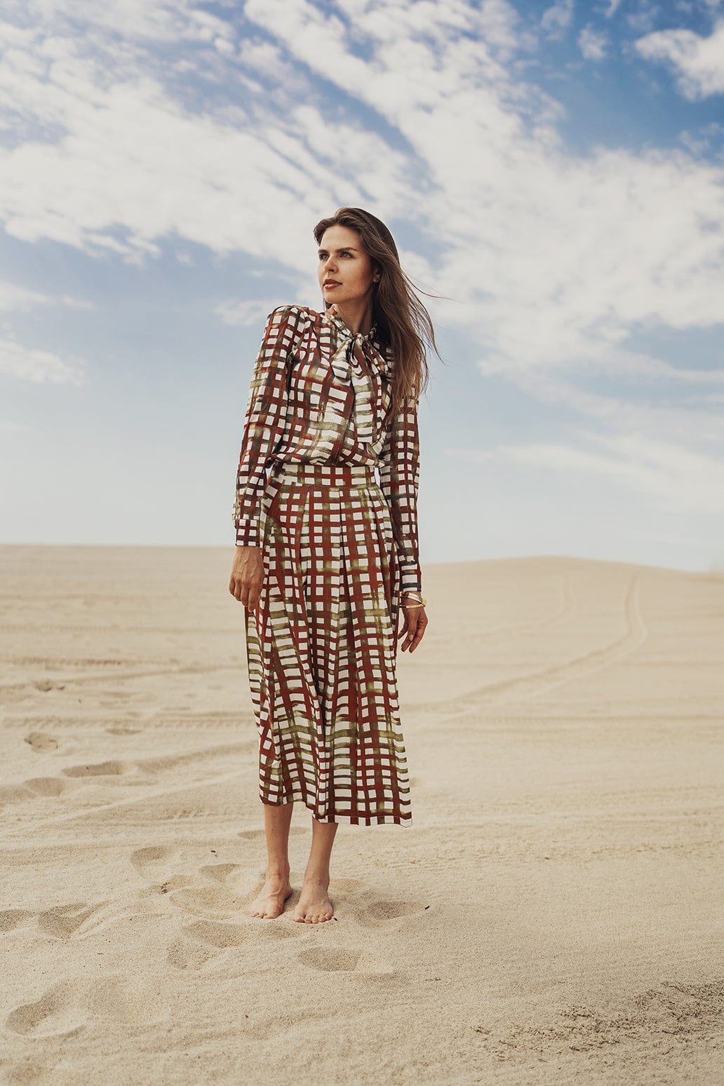 Box Pleat Skirt-Ombre Plaid-0