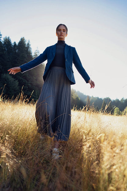 Pleated Skirt 35"-Dark Grey-0