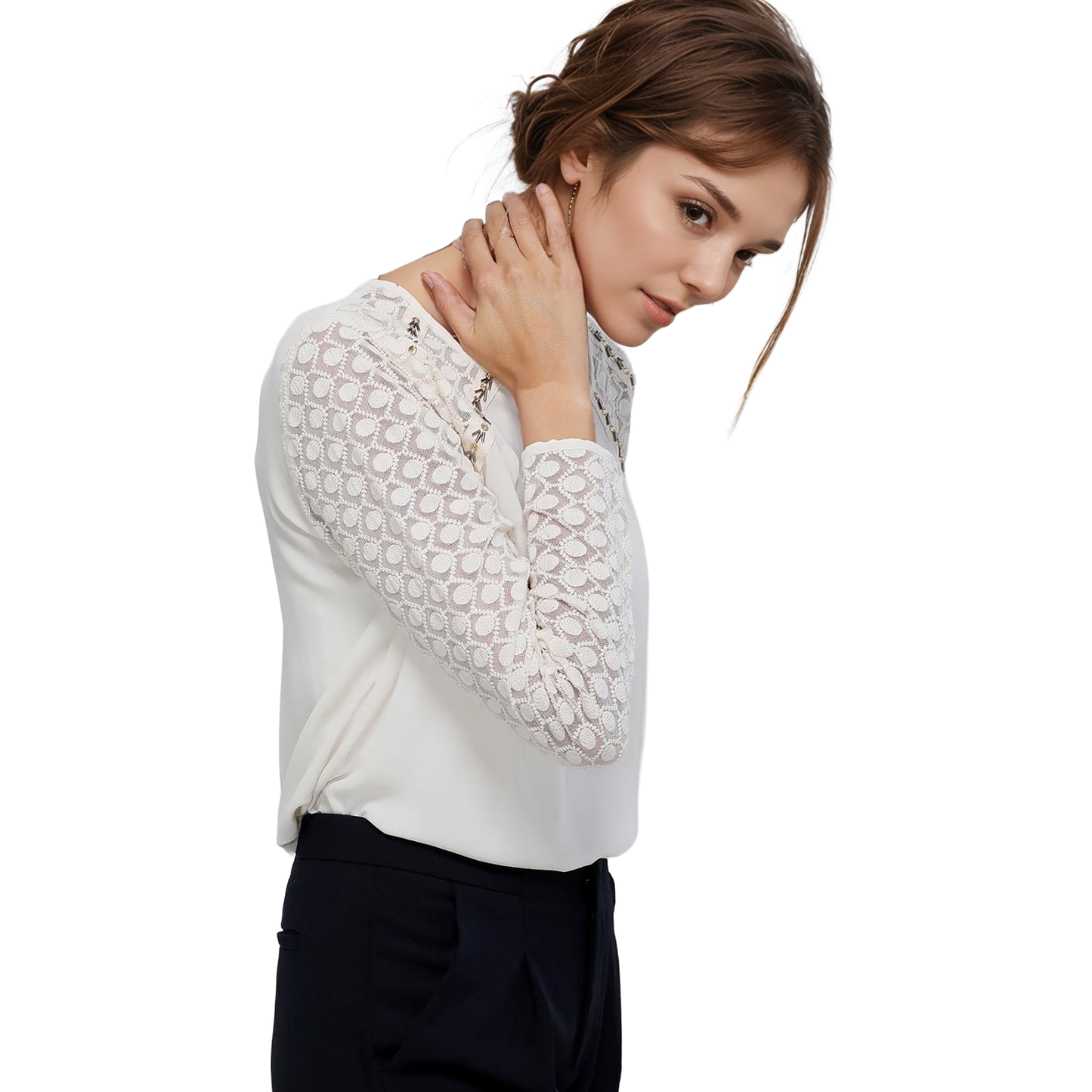 Ro & De Women's Lace Contrast Top-2