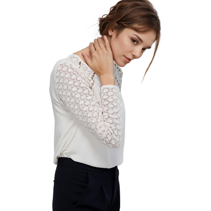 Ro & De Women's Lace Contrast Top-2