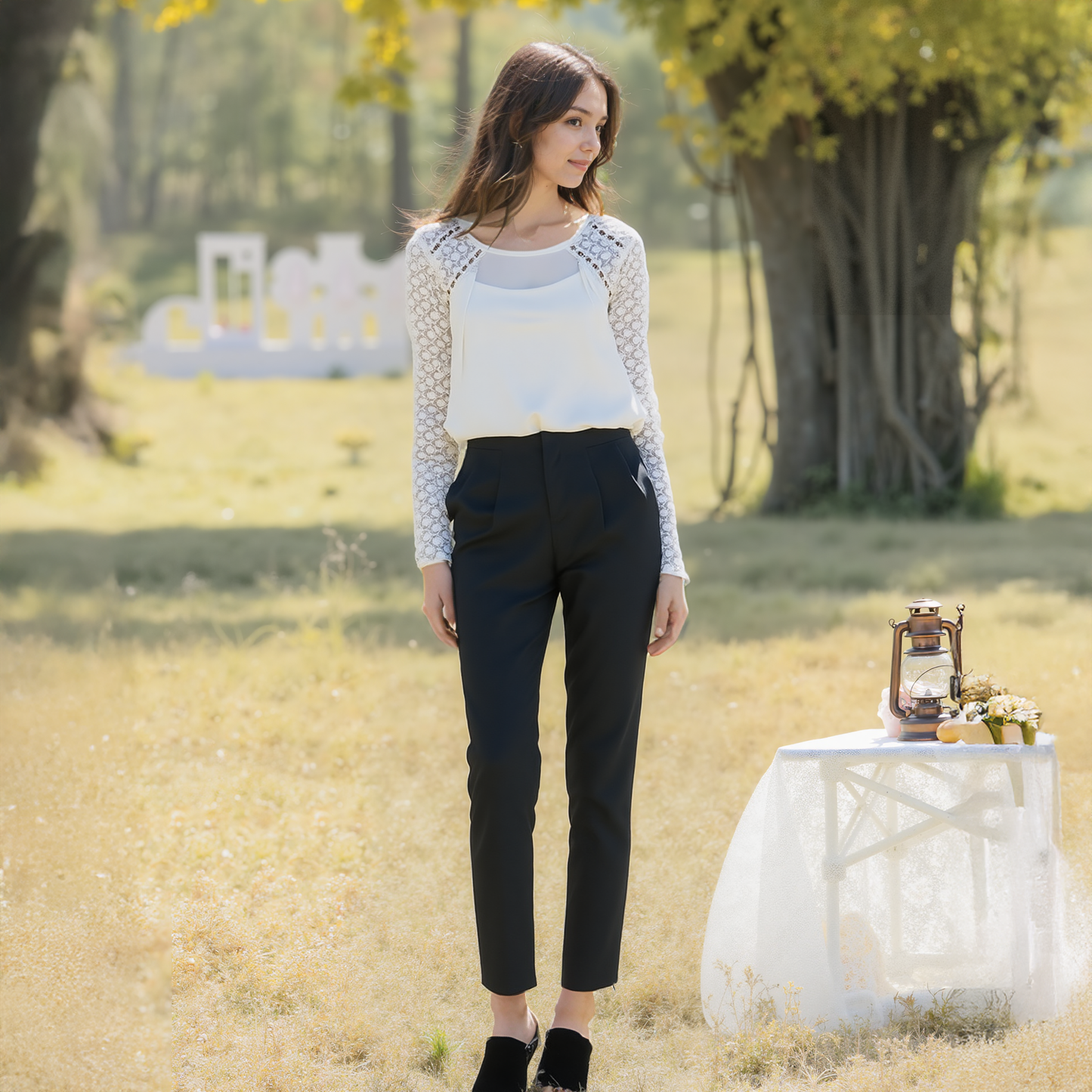 Ro & De Women's Lace Contrast Top-0