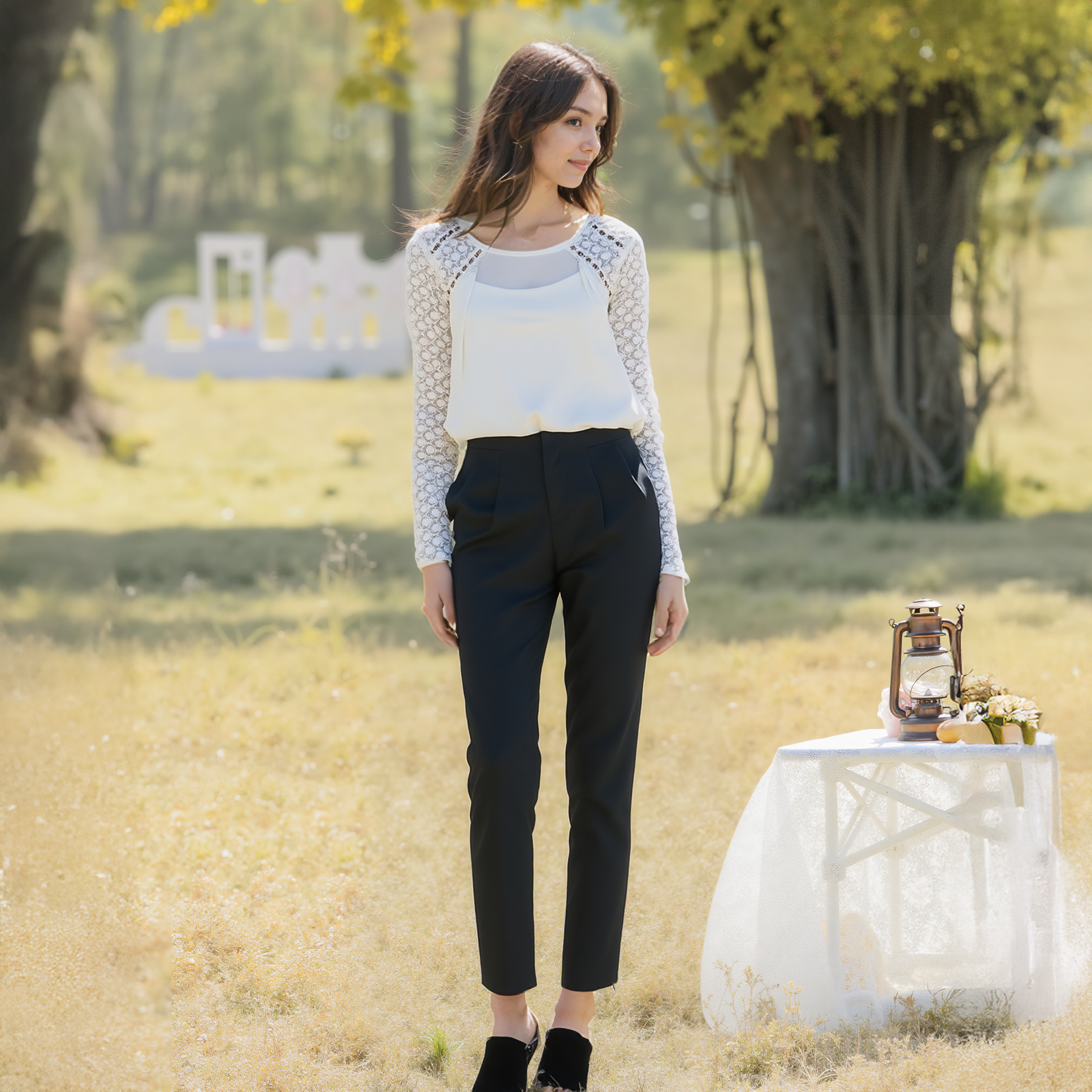 Ro & De Women's Lace Contrast Top-0