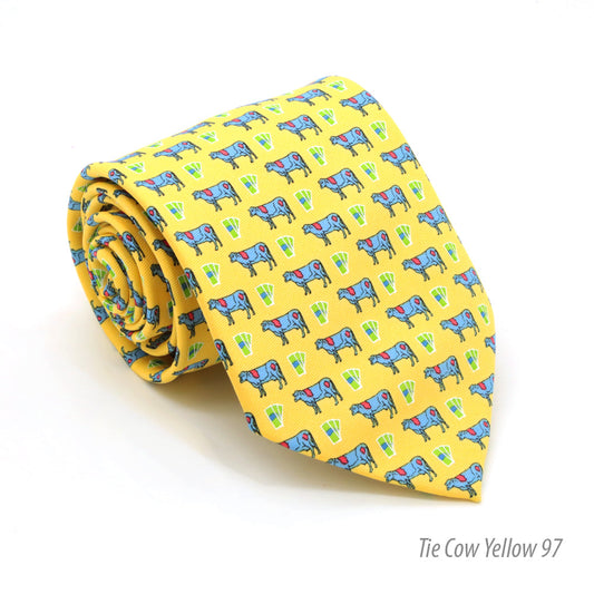 Cow Yellow Necktie with Handkerchief Set-0