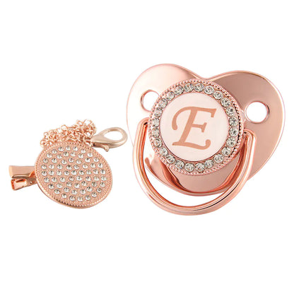 Rose Gold Pacifier with Diamond Chain for Babies