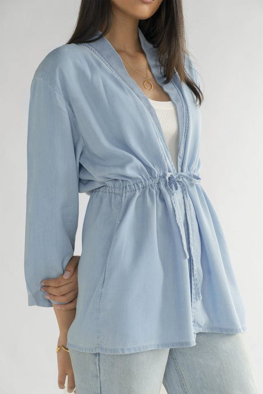 Travel Light Denim Jacket in Ocean Blue-0