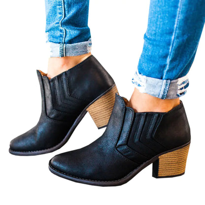 Chunky Heel Ankle Boots, Bare Boots, Mid-Heel Booties
