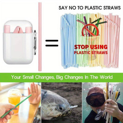 4db Szilikon Szívószál Készlet Tokkal-3