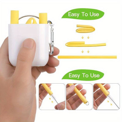 4db Szilikon Szívószál Készlet Tokkal-4