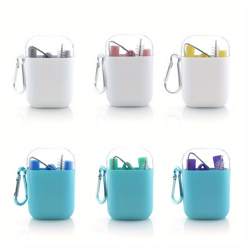 4db Szilikon Szívószál Készlet Tokkal-5