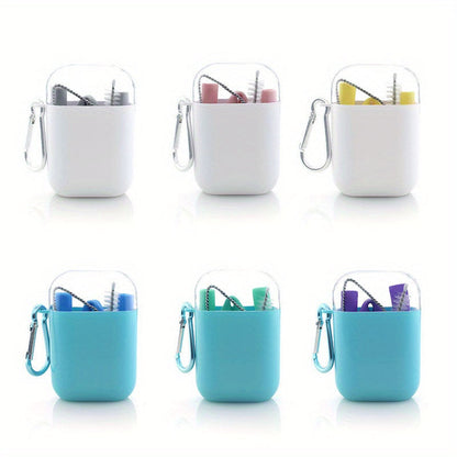 4db Szilikon Szívószál Készlet Tokkal-5