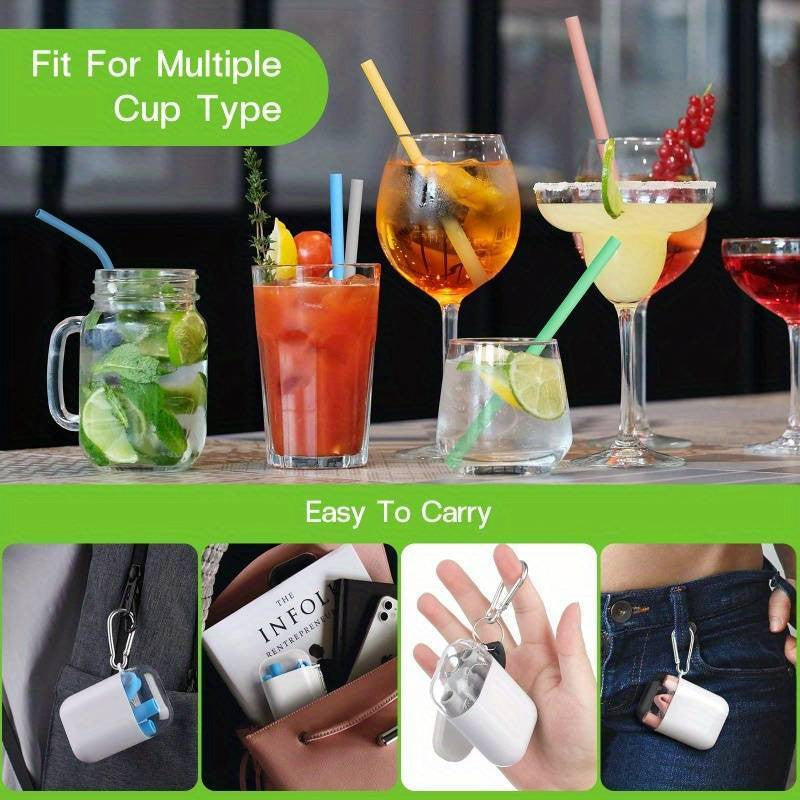 4db Szilikon Szívószál Készlet Tokkal-6