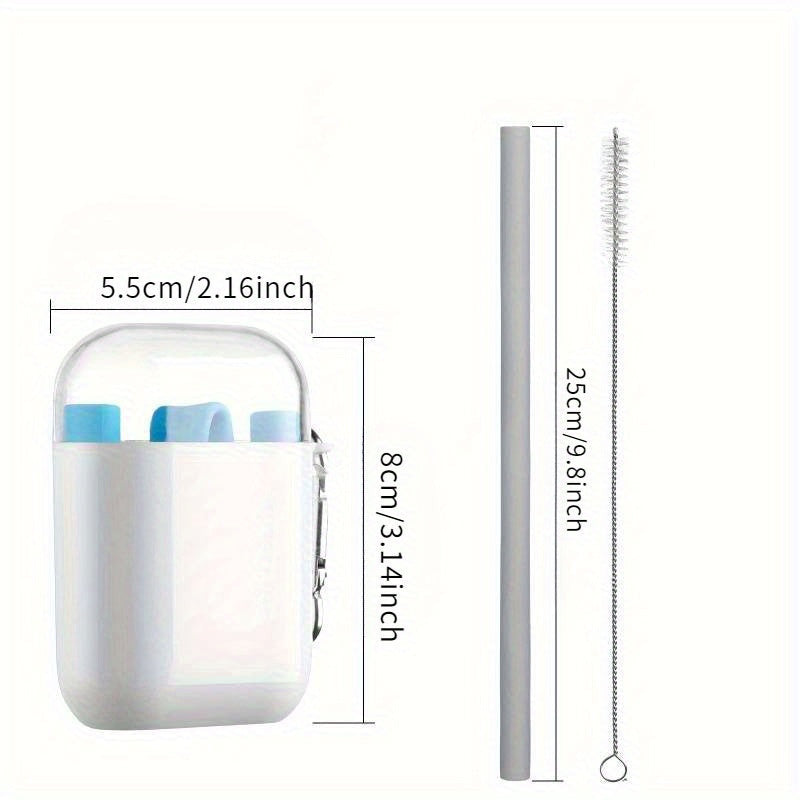 4db Szilikon Szívószál Készlet Tokkal-7