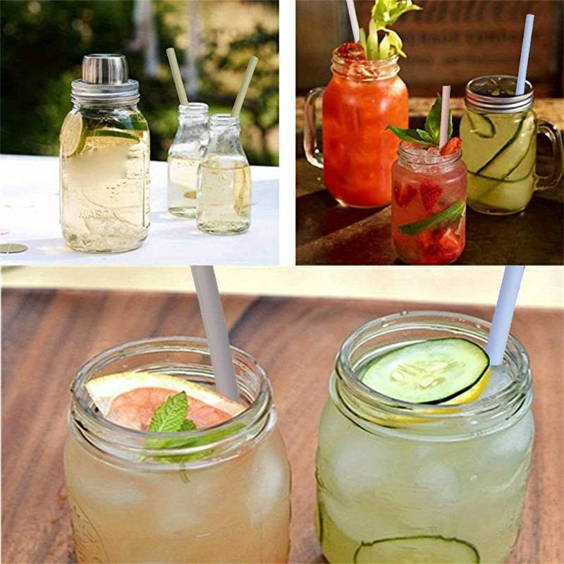 4db Szilikon Szívószál Készlet Tokkal-8