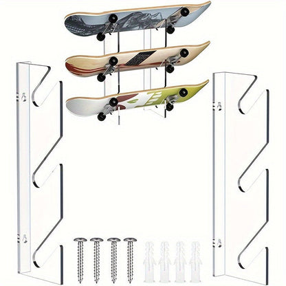 Akril gördeszkakihelyező állvány – falra szerelhető vízszintes gördeszka, snowboard tartó-0