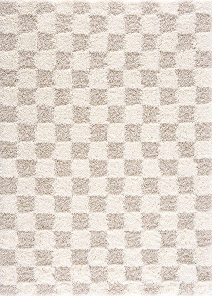 Atira Light Brown Checkered Area Rug-1