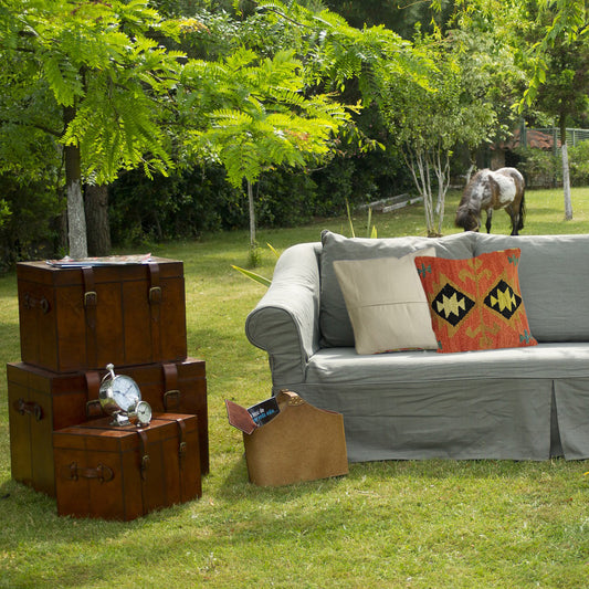 Geometric -Raw -Sienna -Kilim -Cushion -Cover