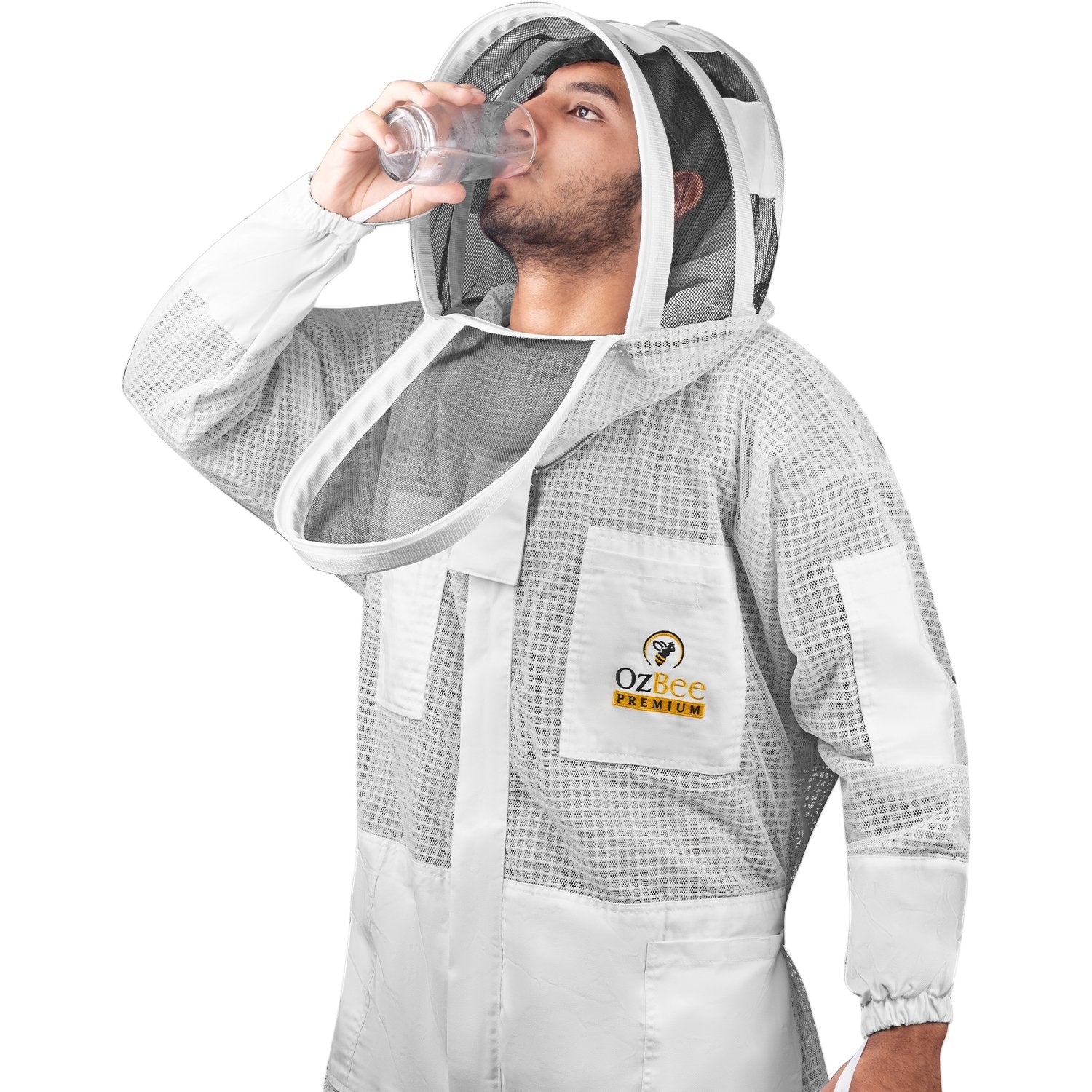 Beekeeping Starter Kit For Beekeepers With OZ Bee Premium 3 Layer Mesh Ventilated Hoodie Style Suit Protective Gear-1
