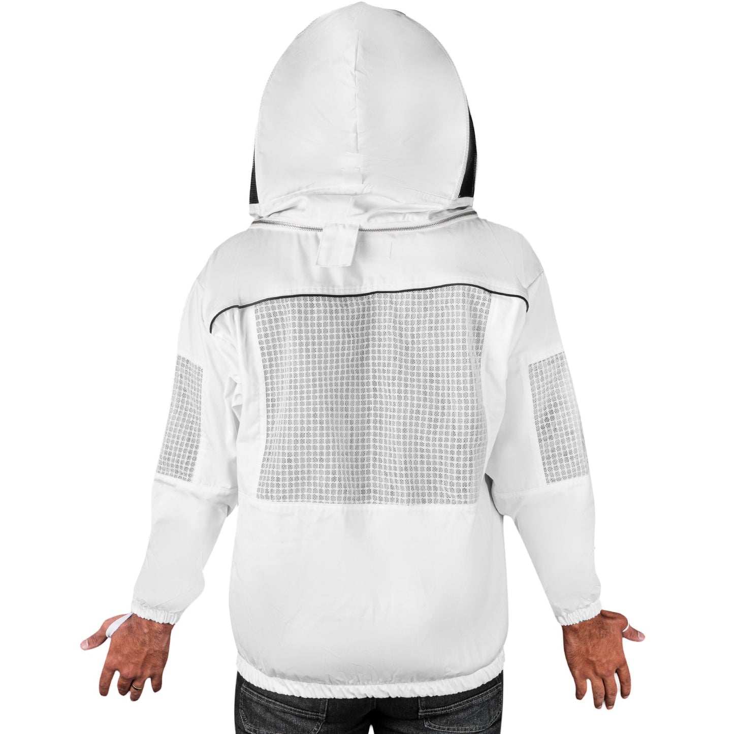 Beekeeping Bee Cotton Semi Ventilated Jacket With Hood Style Veil Protective Gear-4