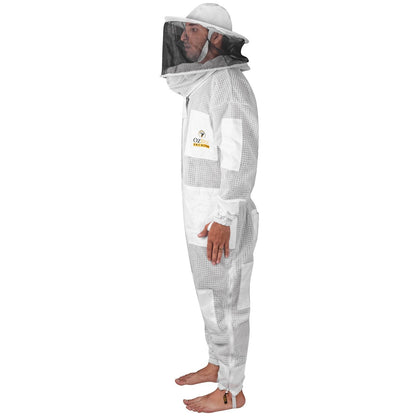 Beekeeping Starter Kit For Beekeepers With OZ Bee Premium 3 Layer Mesh Ventilated Round Head Suit Protective Gear-4