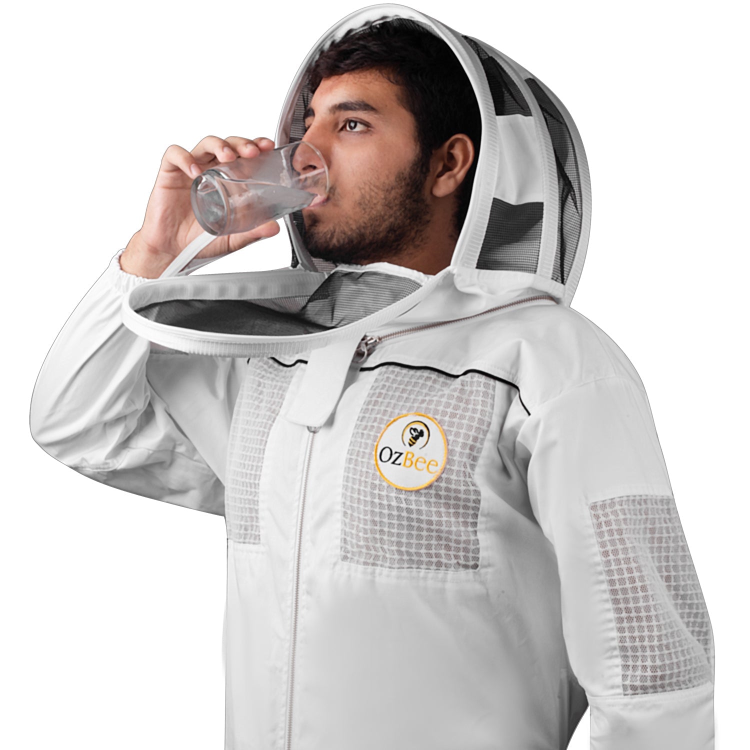 Beekeeping Bee Cotton Semi Ventilated Jacket With Hood Style Veil Protective Gear-0