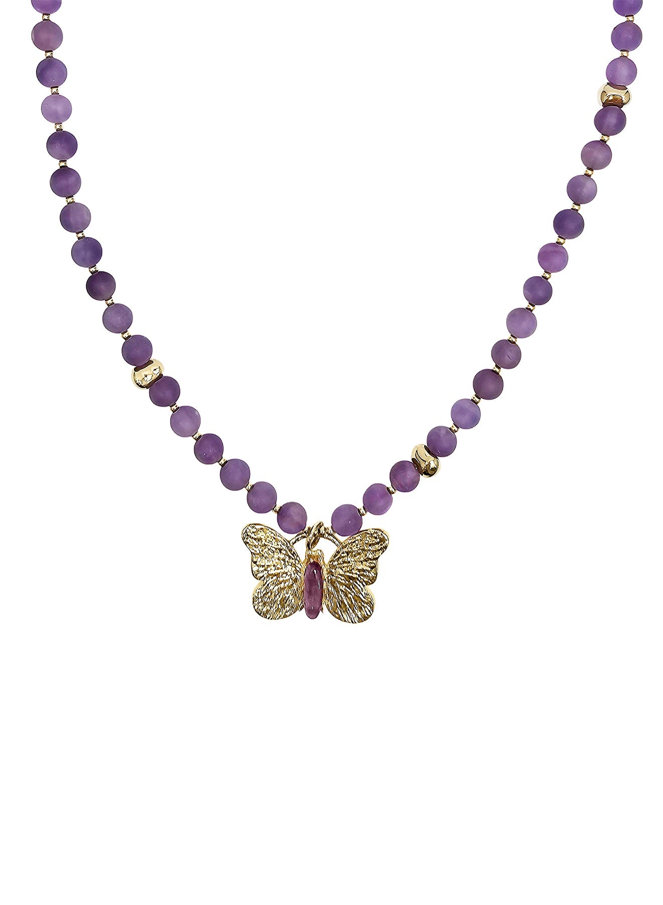 Amethyst With Butterfly Pendant Necklace PN010-1