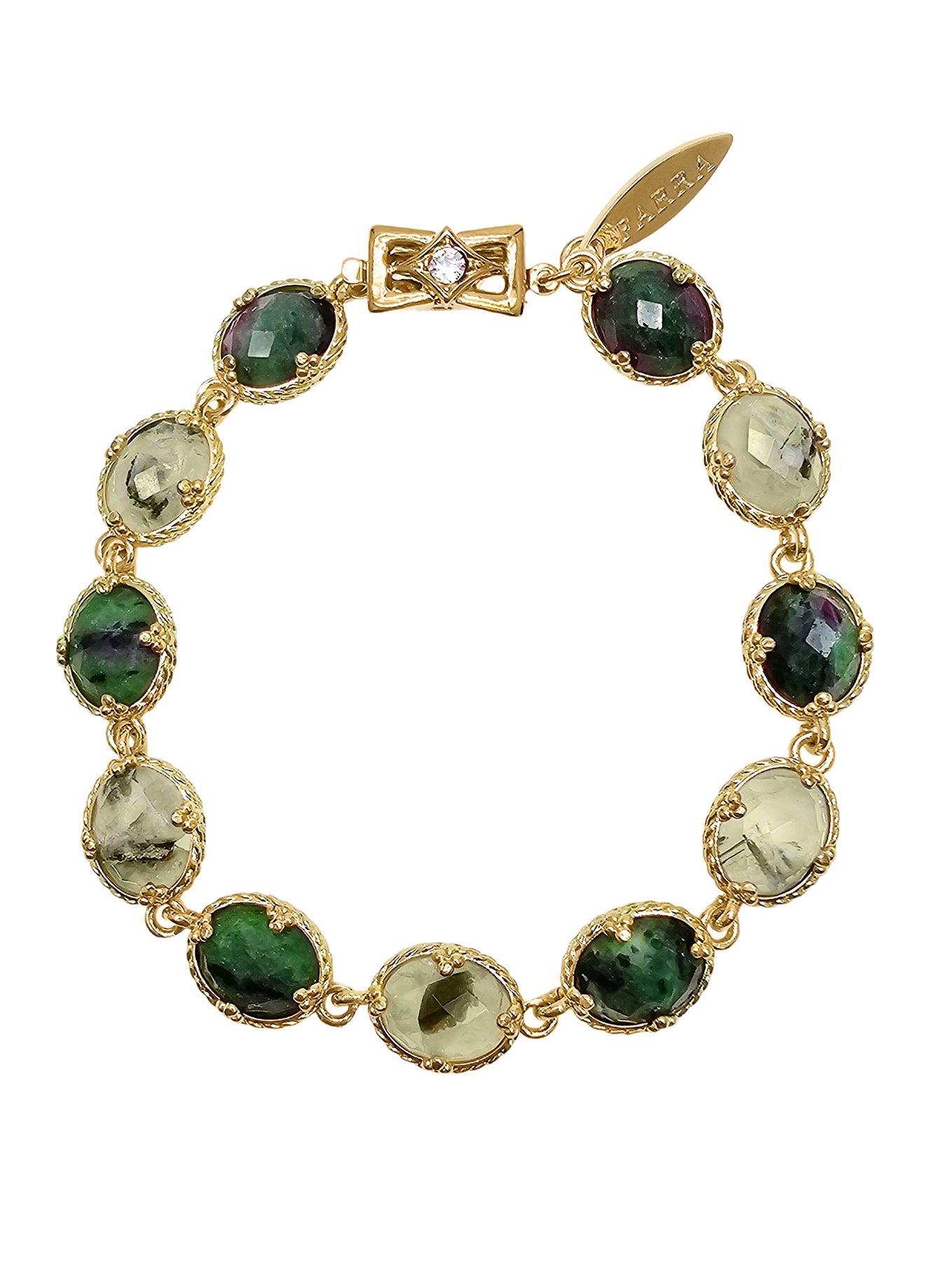 Green Gemstone Stones Box Clasp Bracelet PB026-0