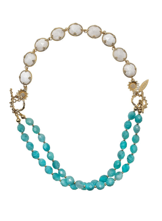 Amazonite With White Moonstone Versatile Necklace PN017-0