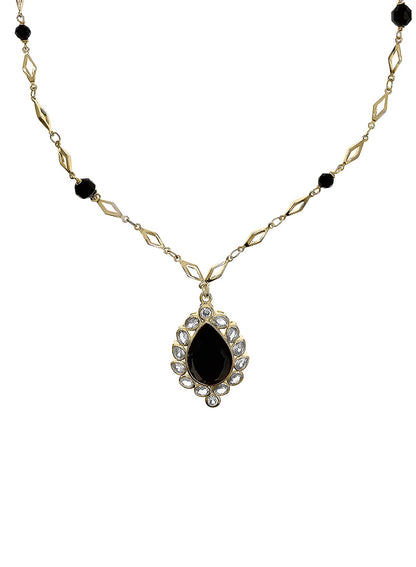 Black Obsidian Pendant Chain Necklace PN002-0